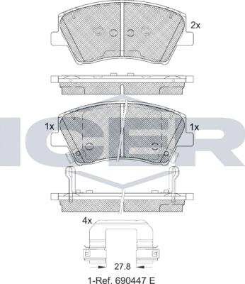 Icer 182314e1 - Тормозные колодки, дисковые, комплект autospares.lv