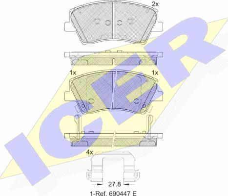 Icer 182314 - Тормозные колодки, дисковые, комплект autospares.lv