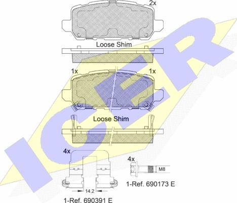 Icer 182312 - Тормозные колодки, дисковые, комплект autospares.lv