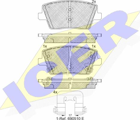 Icer 182334 - Тормозные колодки, дисковые, комплект autospares.lv