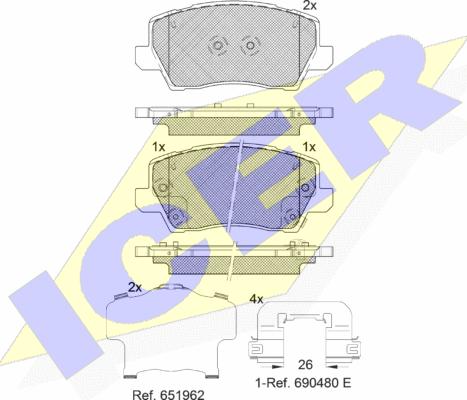 Icer 182325 - Тормозные колодки, дисковые, комплект autospares.lv