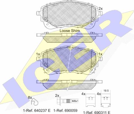 Icer 182372 - Тормозные колодки, дисковые, комплект autospares.lv