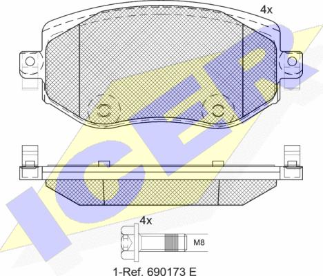 Icer 182292 - Тормозные колодки, дисковые, комплект autospares.lv