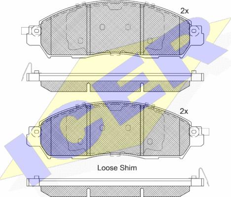 Icer 182249 - Тормозные колодки, дисковые, комплект autospares.lv