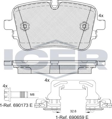 Icer 182248-203 - Тормозные колодки, дисковые, комплект autospares.lv