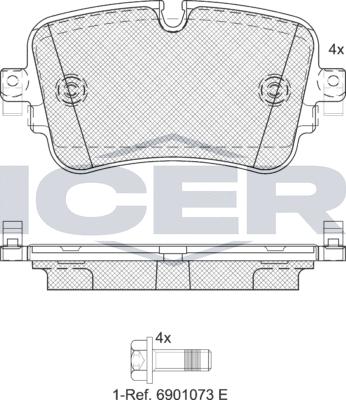 Icer 182248e1 - Тормозные колодки, дисковые, комплект autospares.lv