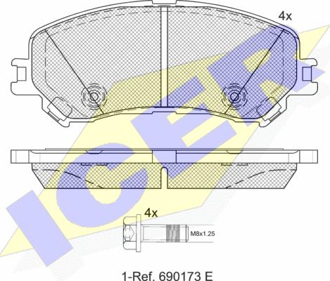 Icer 182259 - Тормозные колодки, дисковые, комплект autospares.lv