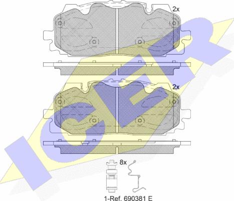 Icer 182254 - Тормозные колодки, дисковые, комплект autospares.lv