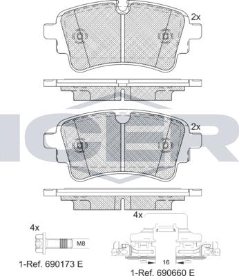 Icer 182256-208 - Тормозные колодки, дисковые, комплект autospares.lv