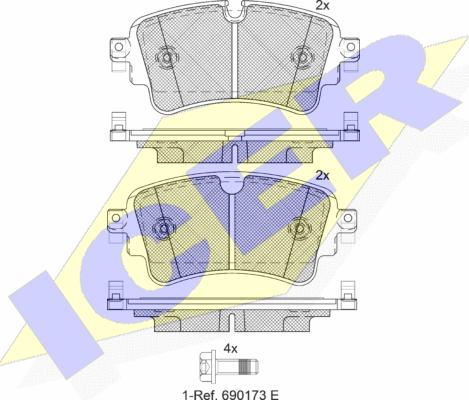 Icer 182256 - Тормозные колодки, дисковые, комплект autospares.lv