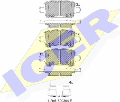 Icer 182257 - Тормозные колодки, дисковые, комплект autospares.lv