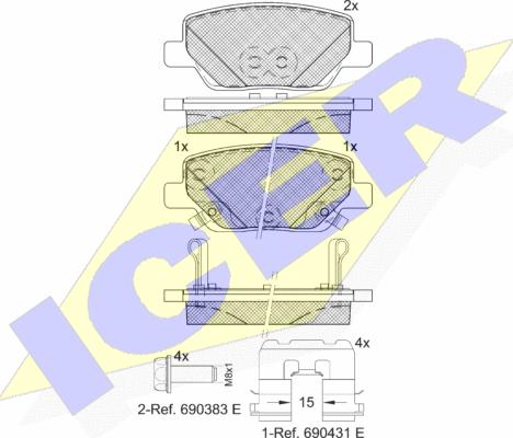 Icer 182269 - Тормозные колодки, дисковые, комплект autospares.lv