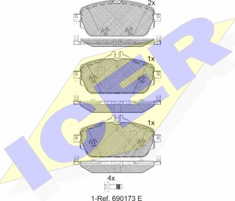 Icer 182212 - Тормозные колодки, дисковые, комплект autospares.lv