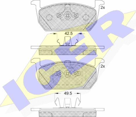 Icer 182285 - Тормозные колодки, дисковые, комплект autospares.lv