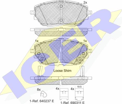 Icer 182287 - Тормозные колодки, дисковые, комплект autospares.lv