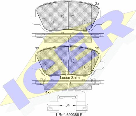 Icer 182239 - Тормозные колодки, дисковые, комплект autospares.lv