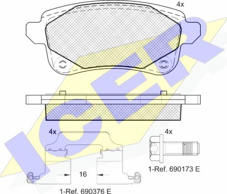 Icer 182222-208 - Тормозные колодки, дисковые, комплект autospares.lv