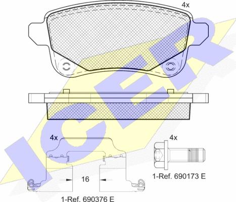 Icer 182222 - Тормозные колодки, дисковые, комплект autospares.lv