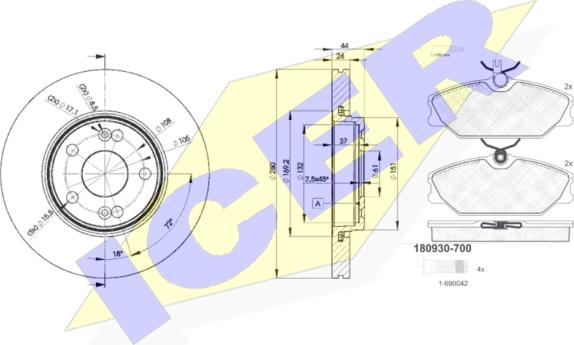 Icer 30930-6198 - Дисковый тормозной механизм, комплект autospares.lv