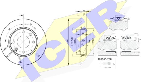 Icer 30555-4689 - Дисковый тормозной механизм, комплект autospares.lv
