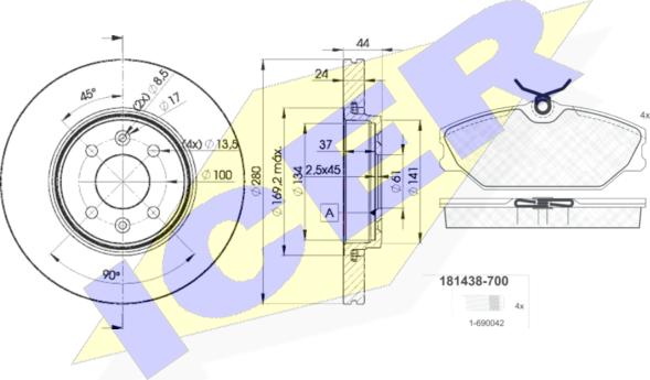 Icer 31438-7829 - Дисковый тормозной механизм, комплект autospares.lv