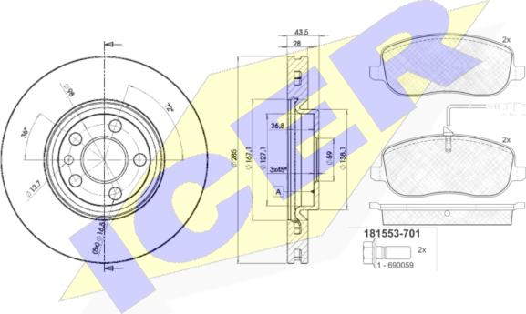 Icer 31553-4678 - Дисковый тормозной механизм, комплект autospares.lv