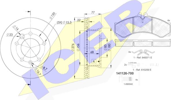 Icer 31126-0181 - Дисковый тормозной механизм, комплект autospares.lv