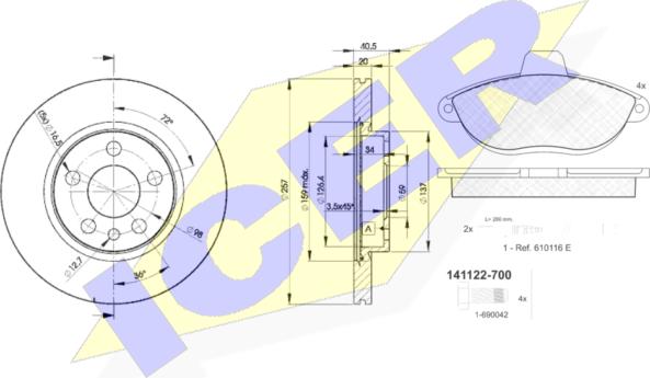 Icer 31122-4683 - Дисковый тормозной механизм, комплект autospares.lv