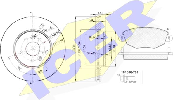 Icer 31380-6767 - Дисковый тормозной механизм, комплект autospares.lv