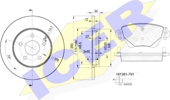 Icer 31381-6768 - Дисковый тормозной механизм, комплект autospares.lv