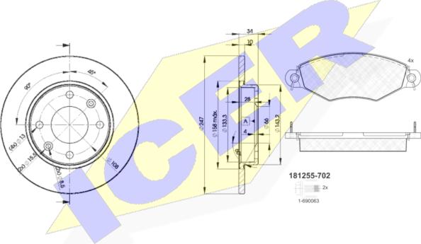 Icer 31255-4689 - Дисковый тормозной механизм, комплект autospares.lv