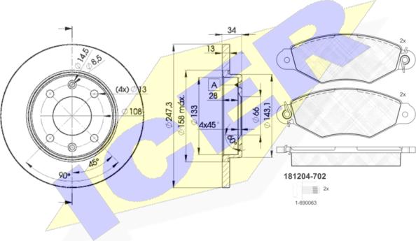 Icer 31204-4298 - Дисковый тормозной механизм, комплект autospares.lv