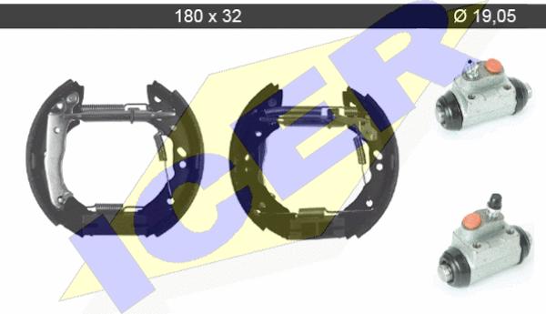 Icer 79KT0096 C - Комплект тормозных колодок, барабанные autospares.lv