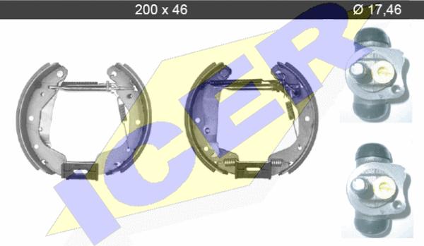 Icer 79KT0043 C - Комплект тормозных колодок, барабанные autospares.lv