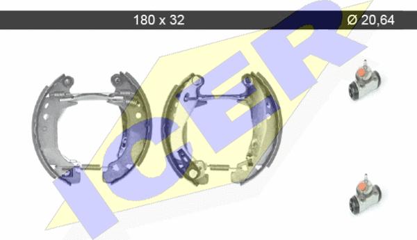 Icer 79KT0064 C - Комплект тормозных колодок, барабанные autospares.lv