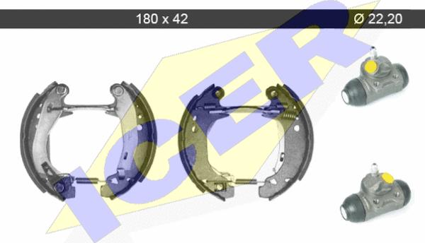 Icer 79KT0065 C - Комплект тормозных колодок, барабанные autospares.lv