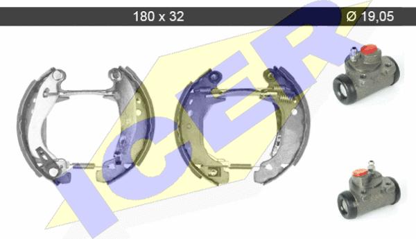 Icer 79KT0061 C - Комплект тормозных колодок, барабанные autospares.lv