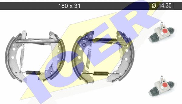 Icer 79KT0001 C - Комплект тормозных колодок, барабанные autospares.lv