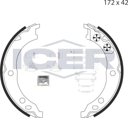 Icer 79PB4019 C - Комплект тормозов, ручник, парковка autospares.lv