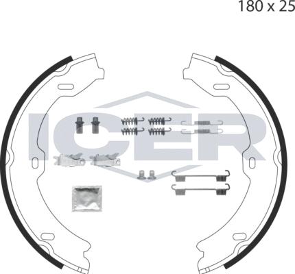 Icer 79PB4015 C - Комплект тормозов, ручник, парковка autospares.lv