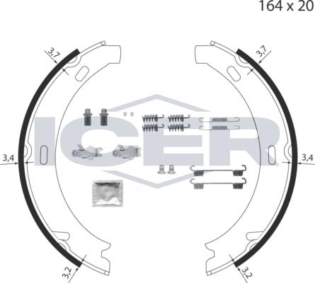 Icer 79PB4012 C - Комплект тормозов, ручник, парковка autospares.lv