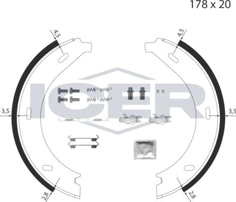 Icer 79PB4017 C - Комплект тормозов, ручник, парковка autospares.lv