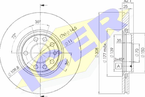 Icer 78BD9061-2 - Тормозной диск autospares.lv