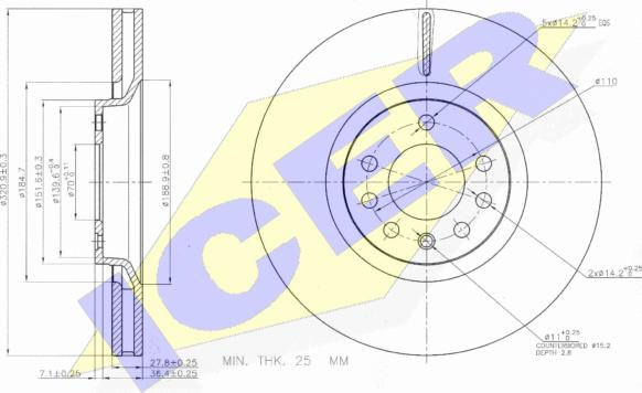 Icer 78BD9213-2 - Тормозной диск autospares.lv