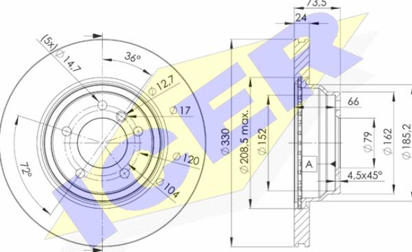 Icer 78BD4645-2 - Тормозной диск autospares.lv