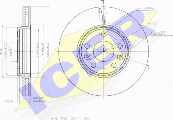 Icer 78BD4668-2 - Тормозной диск autospares.lv