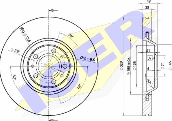 Icer 78BD4608-2 - Тормозной диск autospares.lv