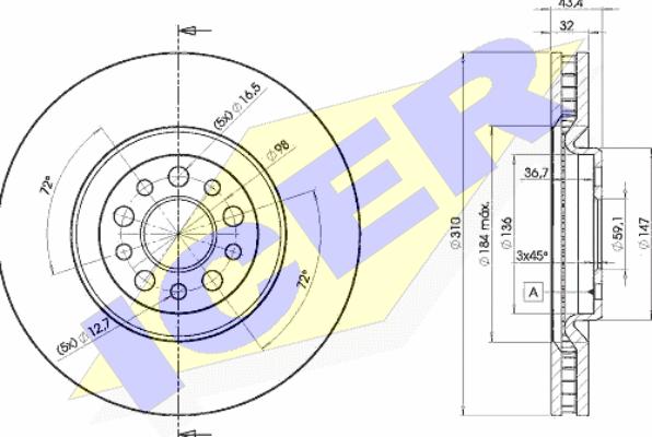 Icer 78BD4684-2 - Тормозной диск autospares.lv