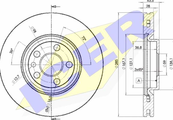 Icer 78BD4678-2 - Тормозной диск autospares.lv