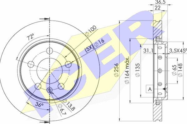 Icer 78BD4092-2 - Тормозной диск autospares.lv